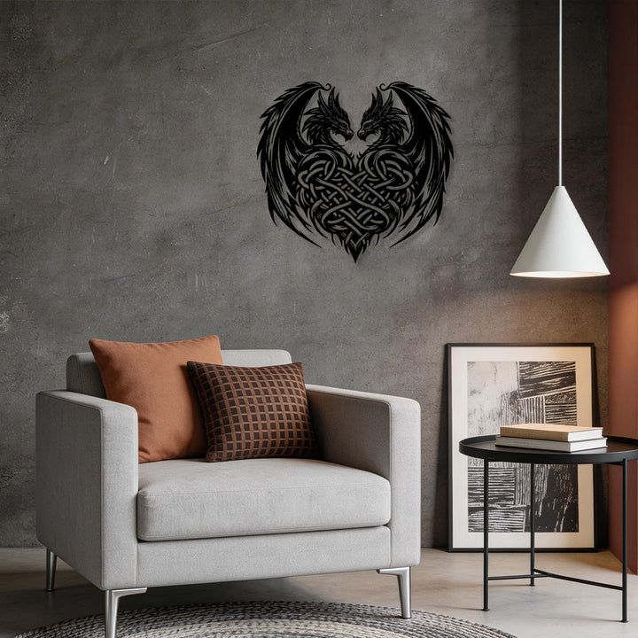 WorldNorse Twin Dragons Keltischer Knoten Heart Metal Wall Decor - image 6