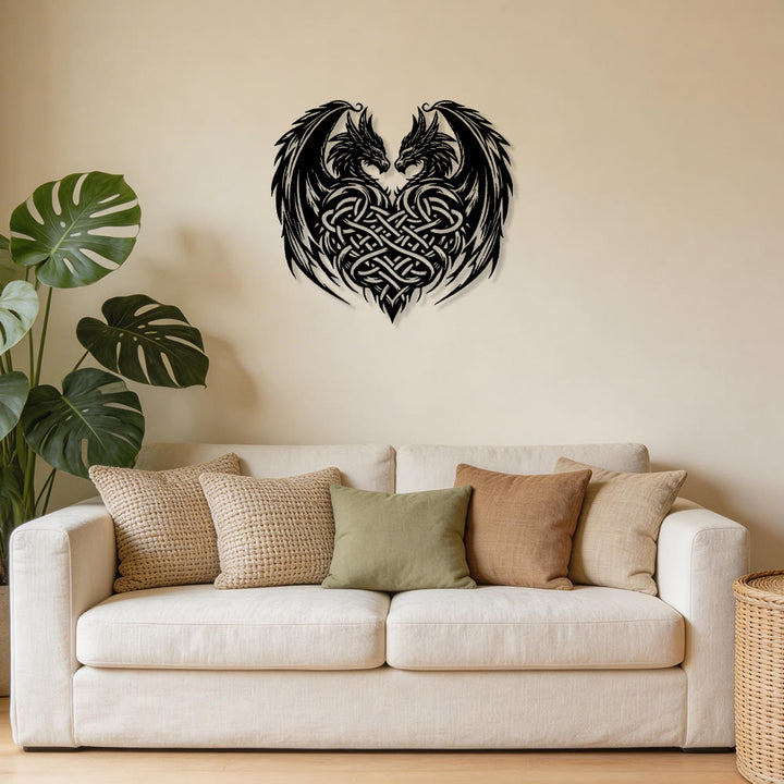 WorldNorse Twin Dragons Keltischer Knoten Heart Metal Wall Decor - image 5