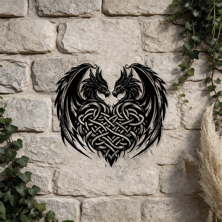 WorldNorse Twin Dragons Keltischer Knoten Heart Metal Wall Decor - image 4