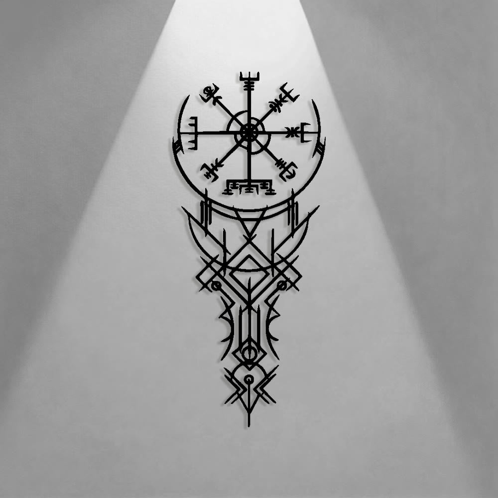 WorldNorse Viking Vegvisir Kompass-Totem Metall-Wanddekoration - image 0