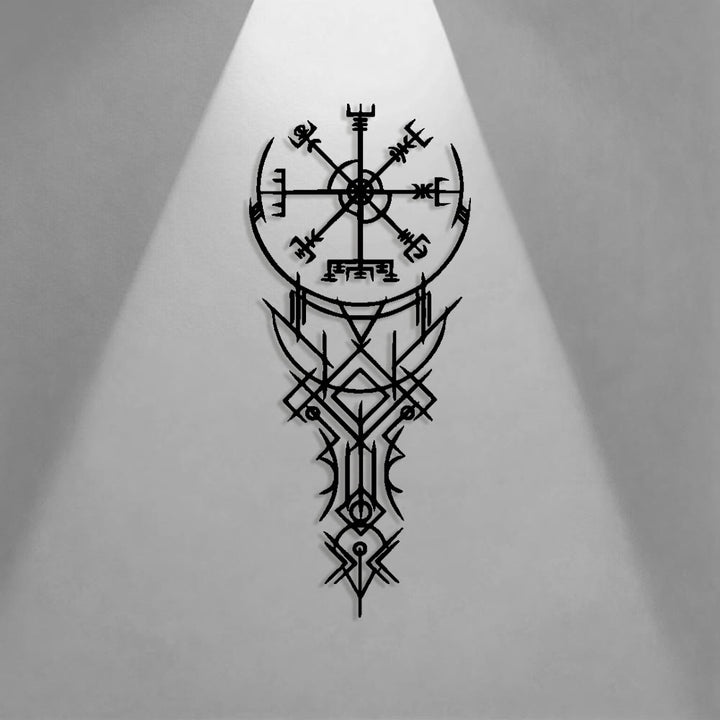 WorldNorse Viking Vegvisir Kompass-Totem Metall-Wanddekoration - image 0