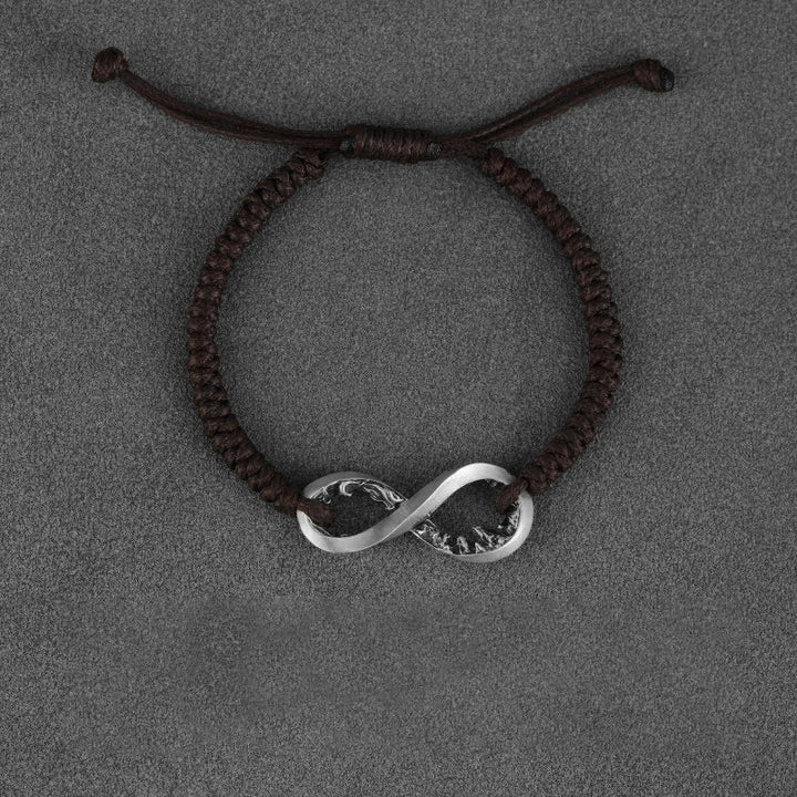 WorldNorse Handgefertigtes Armband aus 999er Silber mit Unendlichkeitsknoten - Silber - Braunes Seil - image 3