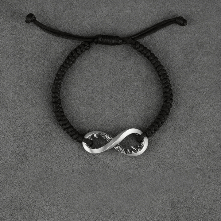WorldNorse Handgefertigtes Armband aus 999er Silber mit Unendlichkeitsknoten - Silber - Schwarzes Seil - image 9