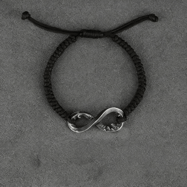 WorldNorse Handgefertigtes Armband aus 999er Silber mit Unendlichkeitsknoten - Retro - Schwarzes Seil - image 8