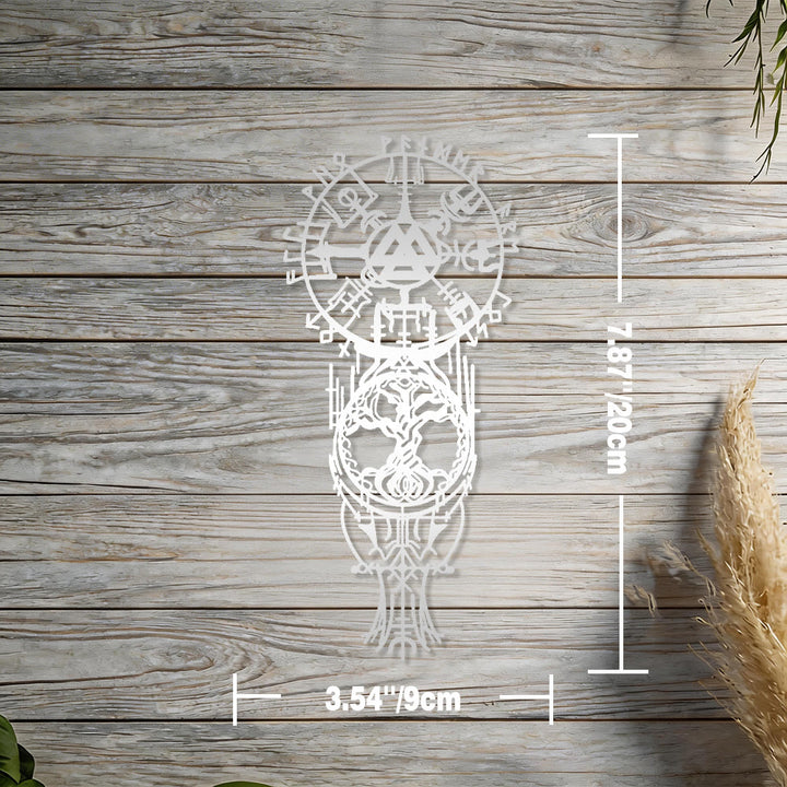 WorldNorse Vegvisir Valknut Yggdrasil Totem Metall Wanddekoration - Silber - 7,87''*3,54''/20*9cm - image 12