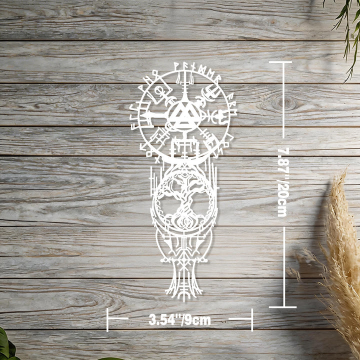 WorldNorse Vegvisir Valknut Yggdrasil Totem Metall Wanddekoration - Weiß - 7,87''*3,54''/20*9cm - image 16