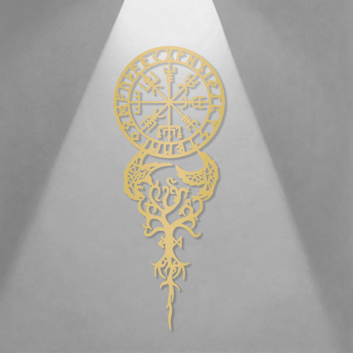 WorldNorse Odinischer Kompass Raven Yggdrasil Rune Metall Wanddeko - image 6