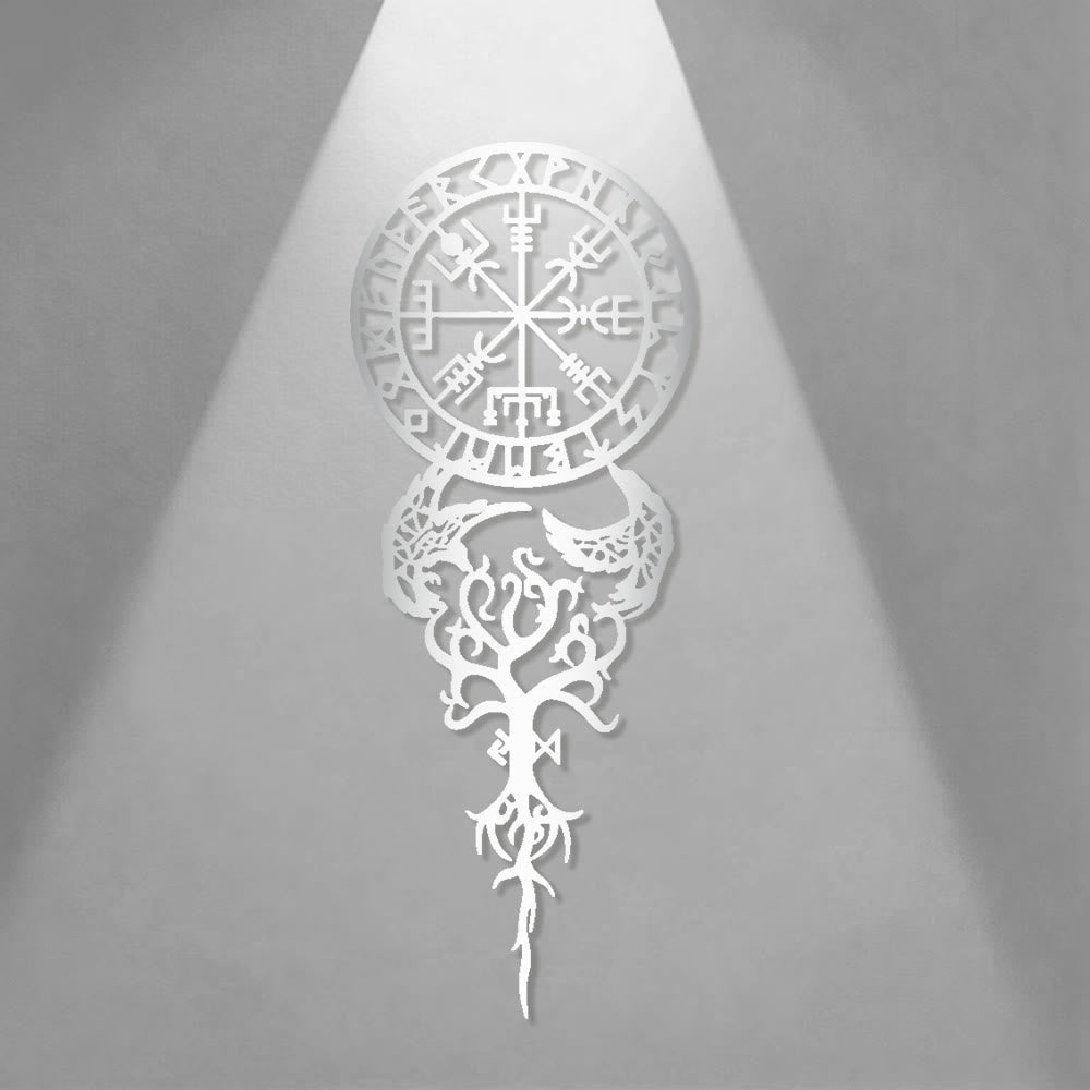 WorldNorse Odinischer Kompass Raven Yggdrasil Rune Metall Wanddeko - image 9