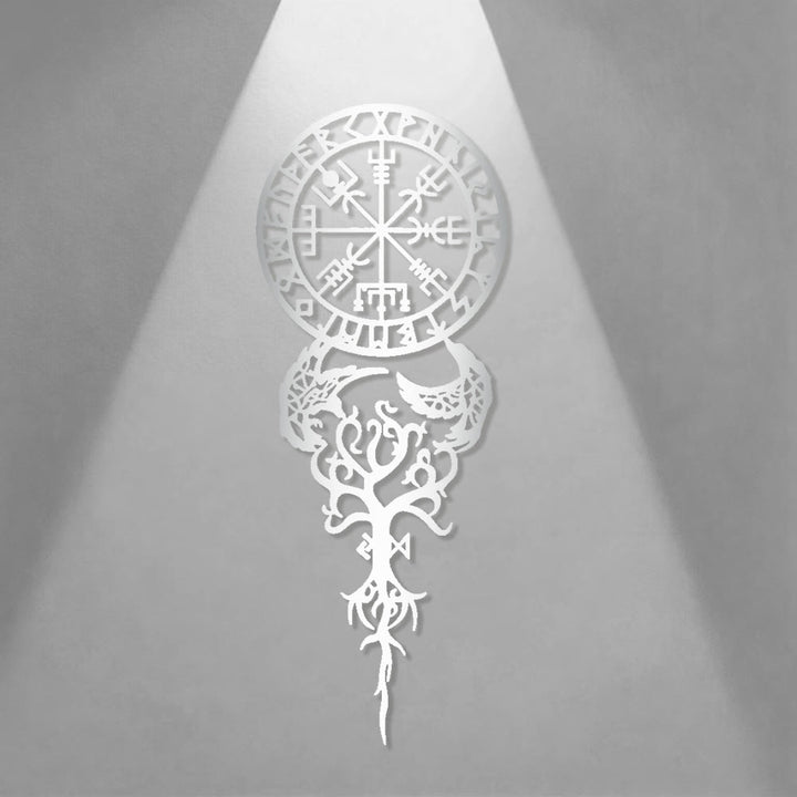 WorldNorse Odinischer Kompass Raven Yggdrasil Rune Metall Wanddeko - image 9