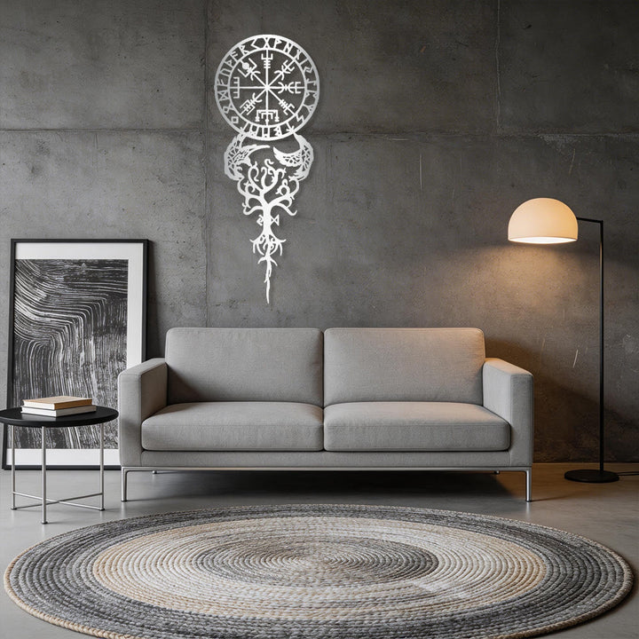 WorldNorse Odinischer Kompass Raven Yggdrasil Rune Metall Wanddeko - image 11