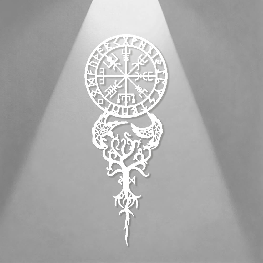 WorldNorse Odinischer Kompass Raven Yggdrasil Rune Metall Wanddeko - image 12