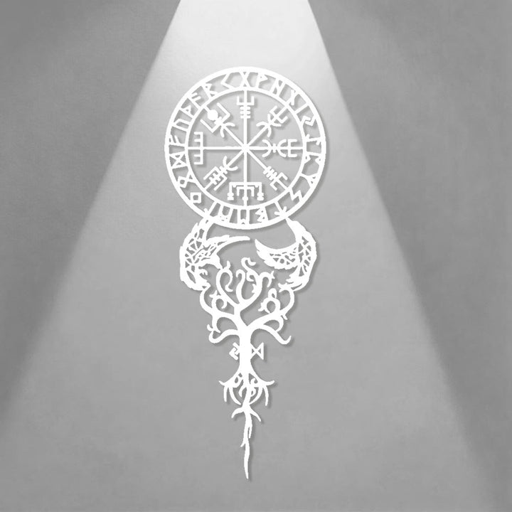 WorldNorse Odinischer Kompass Raven Yggdrasil Rune Metall Wanddeko - image 12