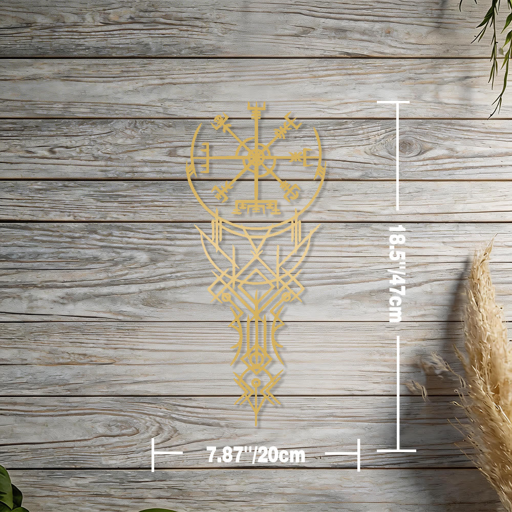 WorldNorse Viking Vegvisir Kompass-Totem Metall-Wanddekoration - Gold - 7,87''*18,5''/20*47cm - image 9