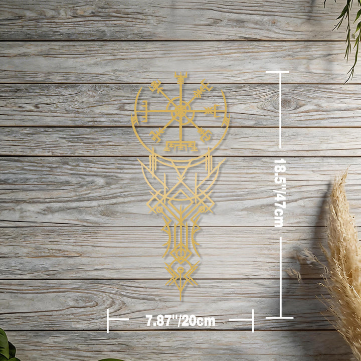 WorldNorse Viking Vegvisir Kompass-Totem Metall-Wanddekoration - Gold - 7,87''*18,5''/20*47cm - image 9