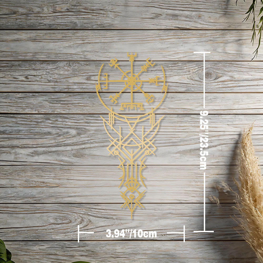 WorldNorse Viking Vegvisir Kompass-Totem Metall-Wanddekoration - Gold - 3,94''*9,25''/10*23,5cm - image 8