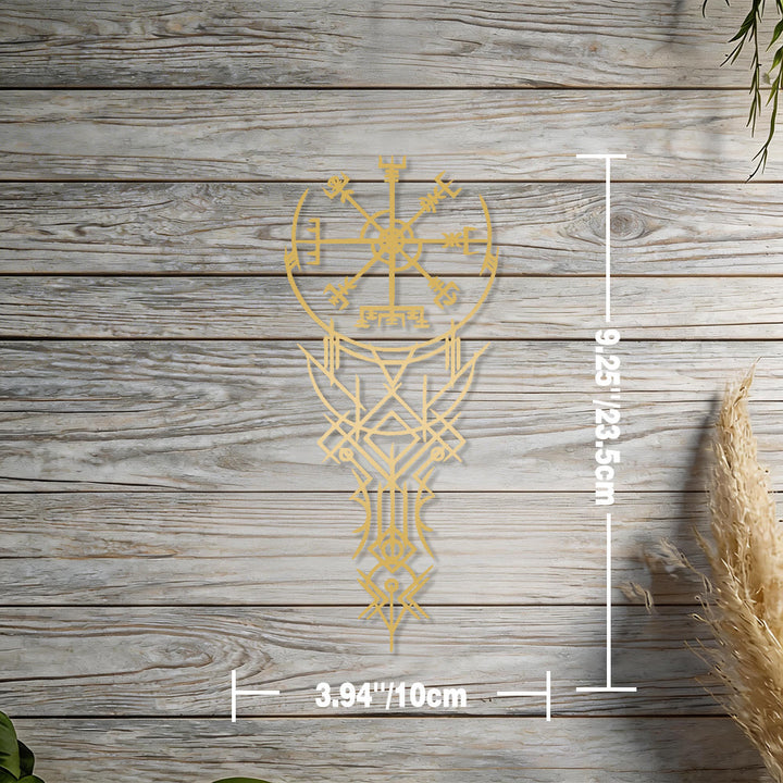 WorldNorse Viking Vegvisir Kompass-Totem Metall-Wanddekoration - Gold - 3,94''*9,25''/10*23,5cm - image 8