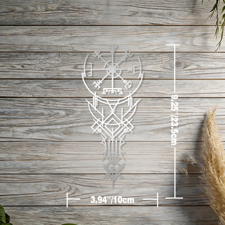 WorldNorse Viking Vegvisir Kompass-Totem Metall-Wanddekoration - Silber - 3,94''*9,25''/10*23,5cm - image 12