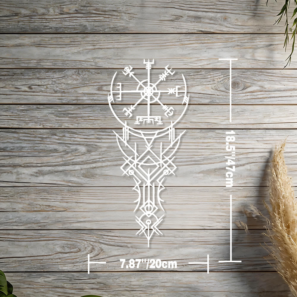 WorldNorse Viking Vegvisir Kompass-Totem Metall-Wanddekoration - Weiß - 7,87''*18,5''/20*47cm - image 17