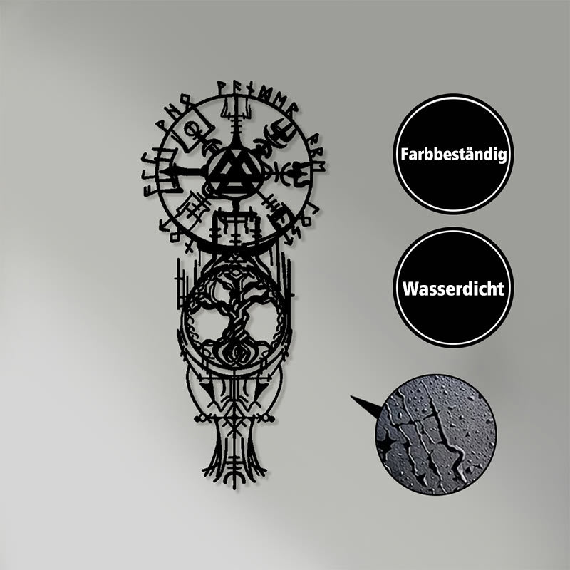 WorldNorse Vegvisir Valknut Yggdrasil Totem Metall Wanddekoration - image 3