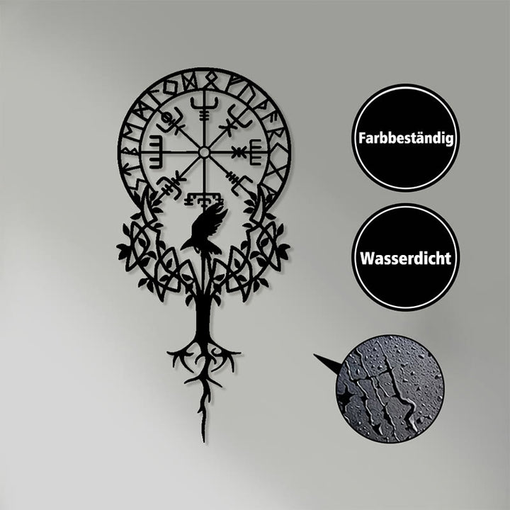 WorldNorse Viking Vegvisir Raven Yggdrasil Metall-Wanddekoration - image 3