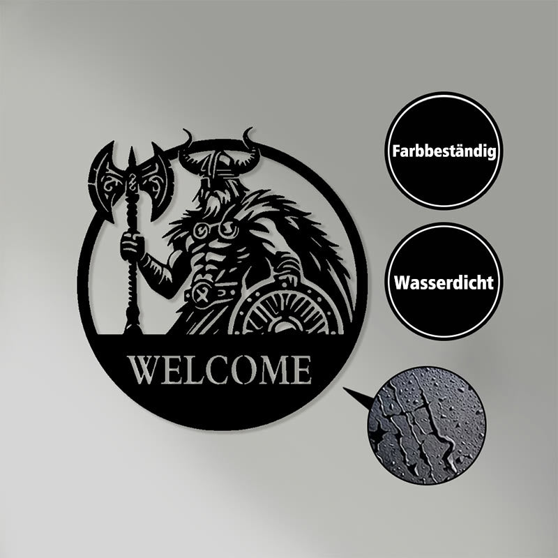 WorldNorse Wikingerkrieger Axt Schild Totem Willkommen Metall Wanddekoration - image 3
