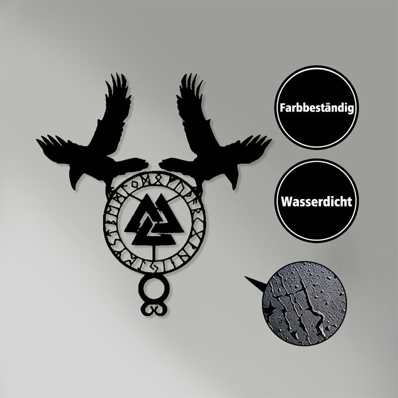 WorldNorse Viking Valknut Twin Ravens Rune Metal Wall Decor - image 3