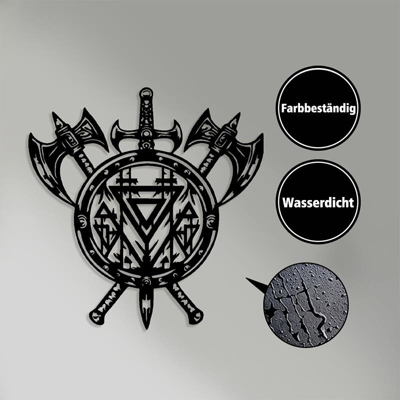 WorldNorse Valknut Schild Axt Schwert Metall Wanddekoration - image 3