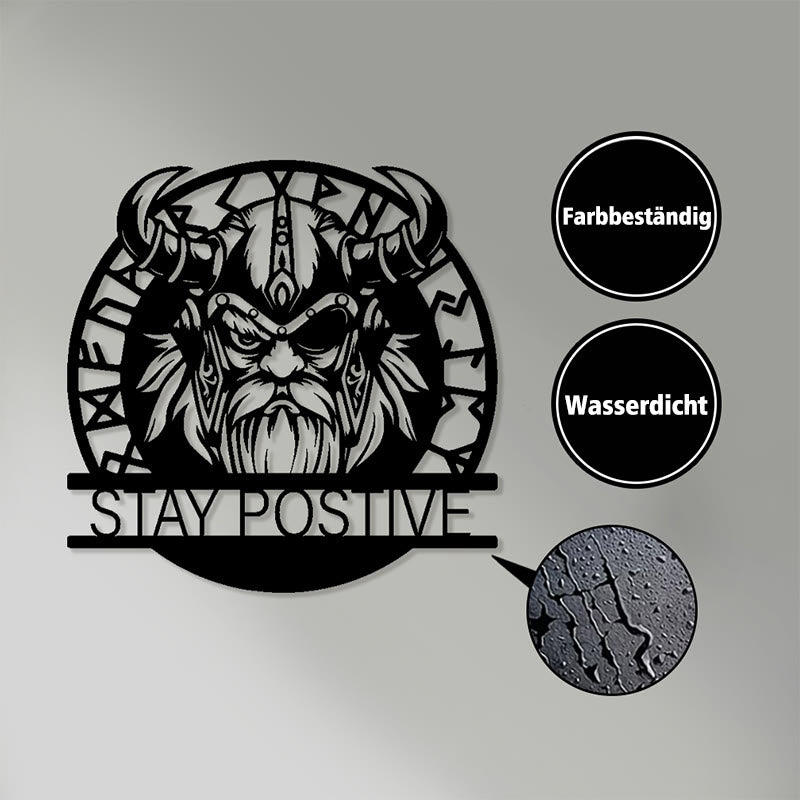 WorldNorse Horned Warrior Stay Positive Rune Circle Metal Wall Decor - image 3