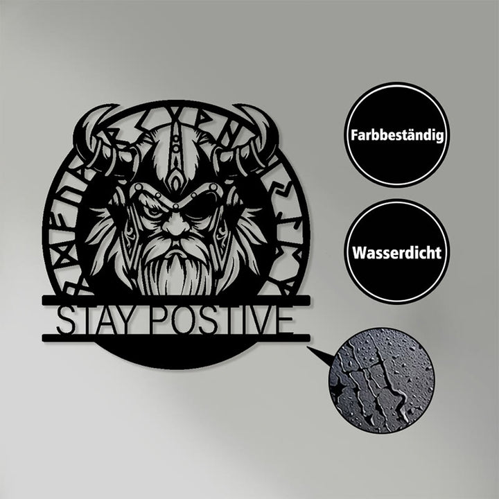 WorldNorse Horned Warrior Stay Positive Rune Circle Metal Wall Decor - image 3