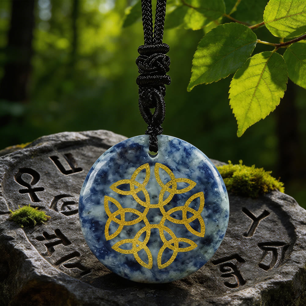 WorldNorse Triquetra Kristallkette mit Blumenknoten - Blauer Fleckenjaspis - image 11