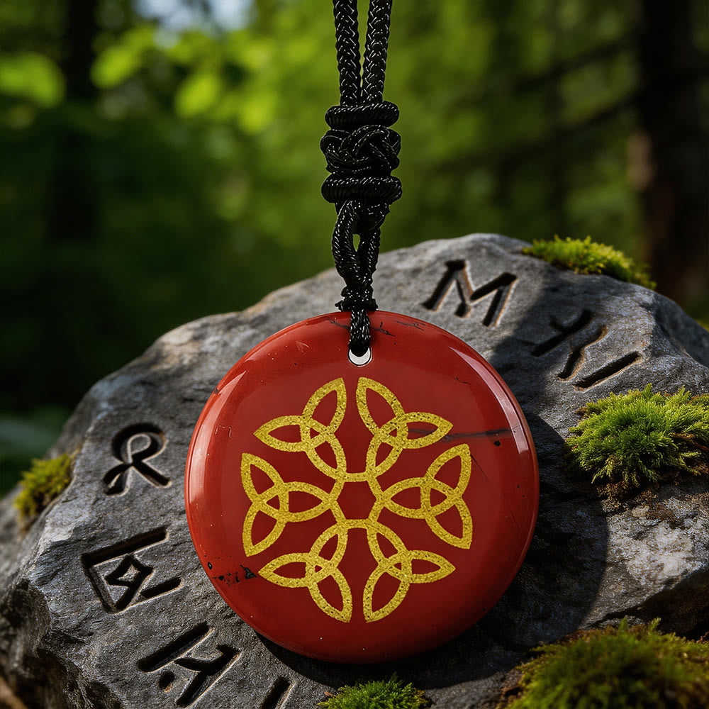 WorldNorse Triquetra Kristallkette mit Blumenknoten - Roter Jaspis - image 5
