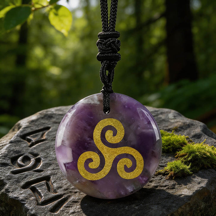 WorldNorse Triskelion Spiralknoten-Kristallkette - Amethyst - image 7