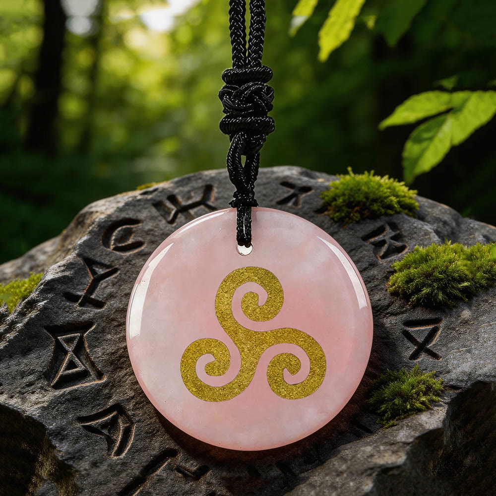 WorldNorse Triskelion Spiralknoten-Kristallkette - Rosenquarz - image 4