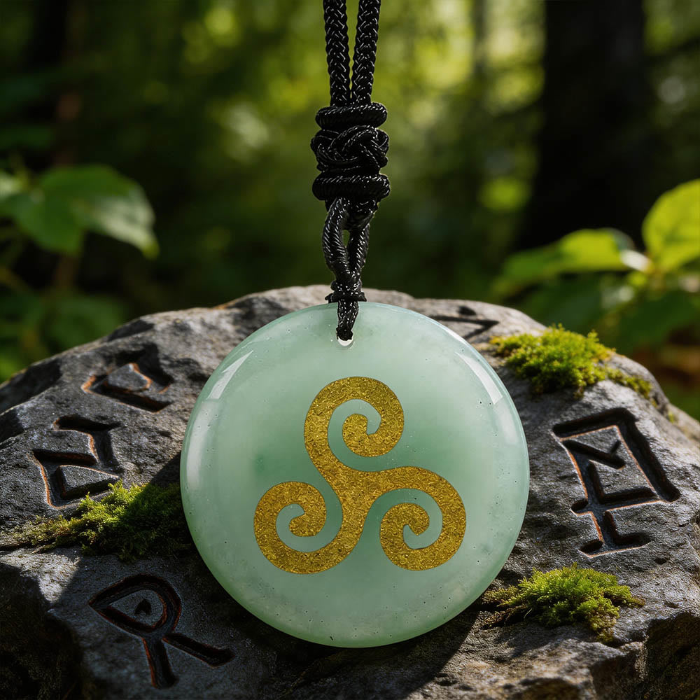WorldNorse Triskelion Spiralknoten-Kristallkette - Grüner Aventurin - image 3
