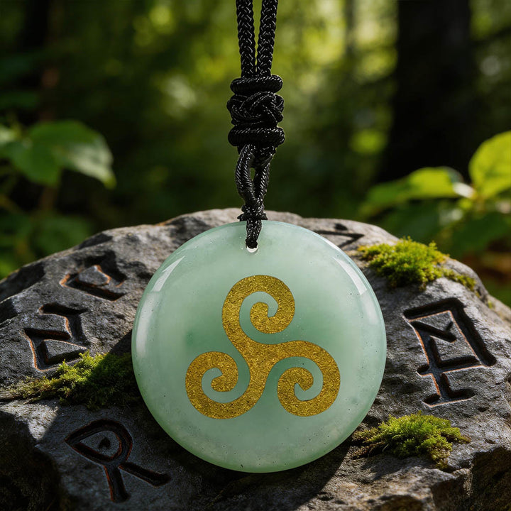 WorldNorse Triskelion Spiralknoten-Kristallkette - Grüner Aventurin - image 3