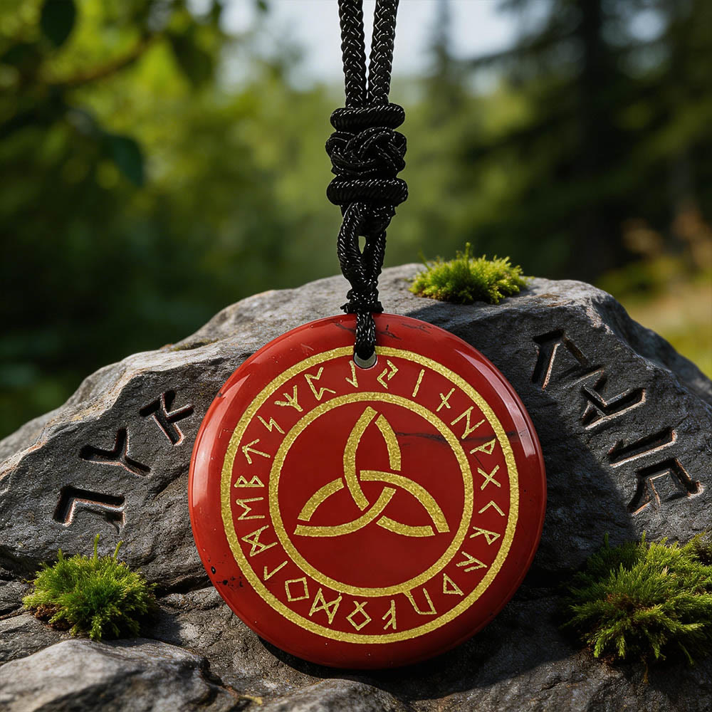 WorldNorse Triquetra Rune Kristallkette - Roter Jaspis - image 5