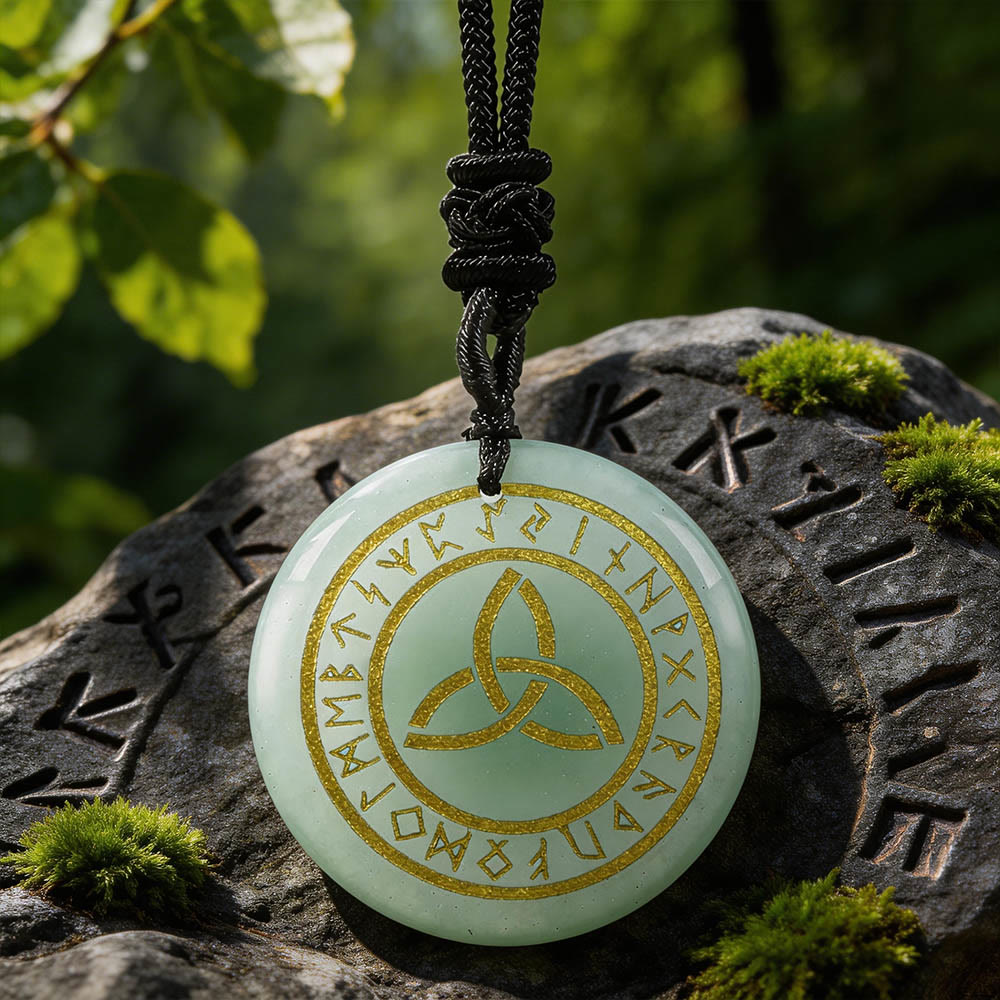 WorldNorse Triquetra Rune Kristallkette - Grüner Aventurin - image 3