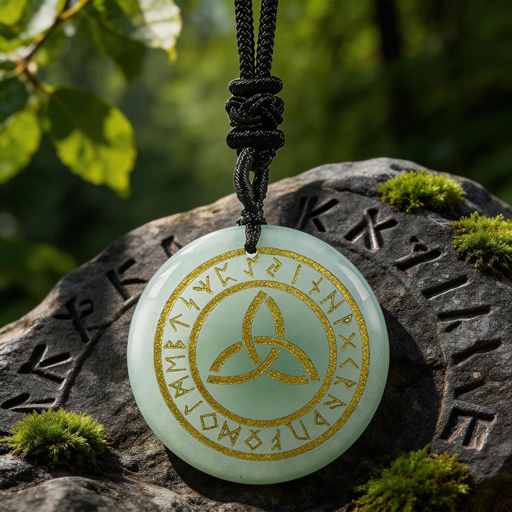 WorldNorse Triquetra Rune Kristallkette - Grüner Aventurin - image 3