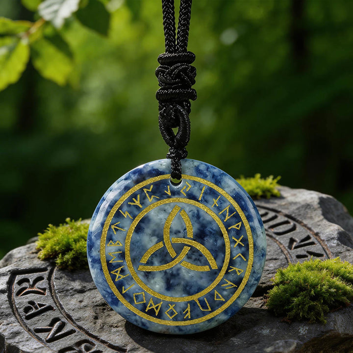 WorldNorse Triquetra Rune Kristallkette - Blauer Fleckenjaspis - image 11