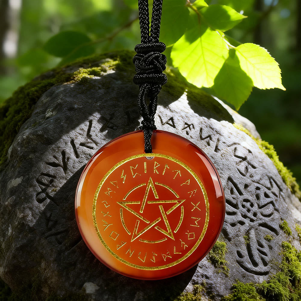 WorldNorse Pentakel- Rune Schutzkristall-Halskette - Roter Achat - image 8