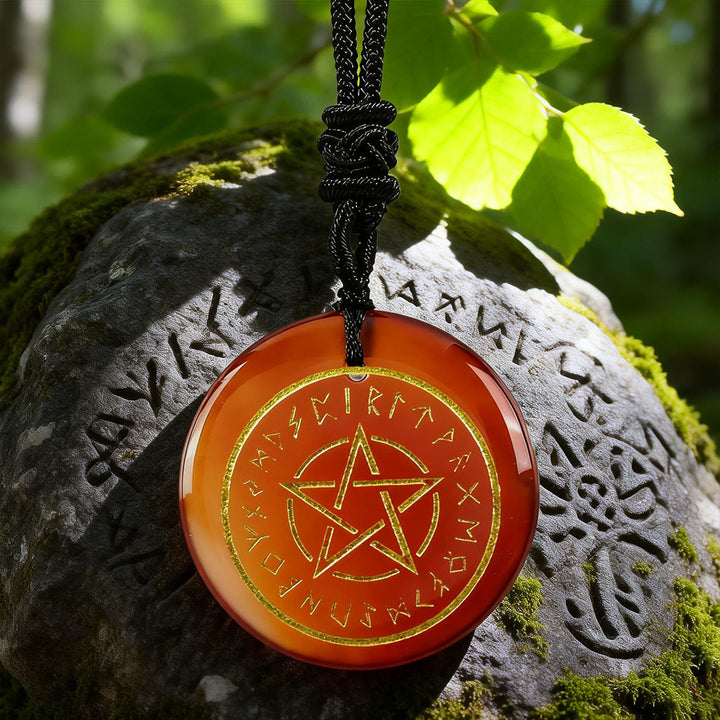 WorldNorse Pentakel- Rune Schutzkristall-Halskette - Roter Achat - image 8