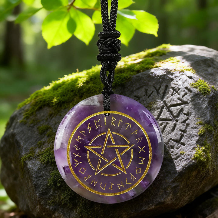 WorldNorse Pentakel- Rune Schutzkristall-Halskette - Amethyst - image 7