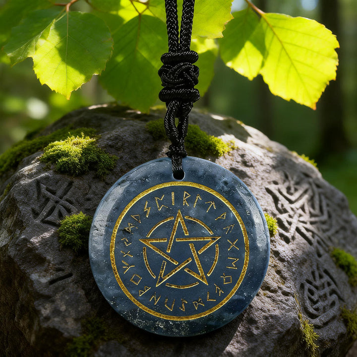 WorldNorse Pentakel- Rune Schutzkristall-Halskette - Blauer Aventurin - image 12