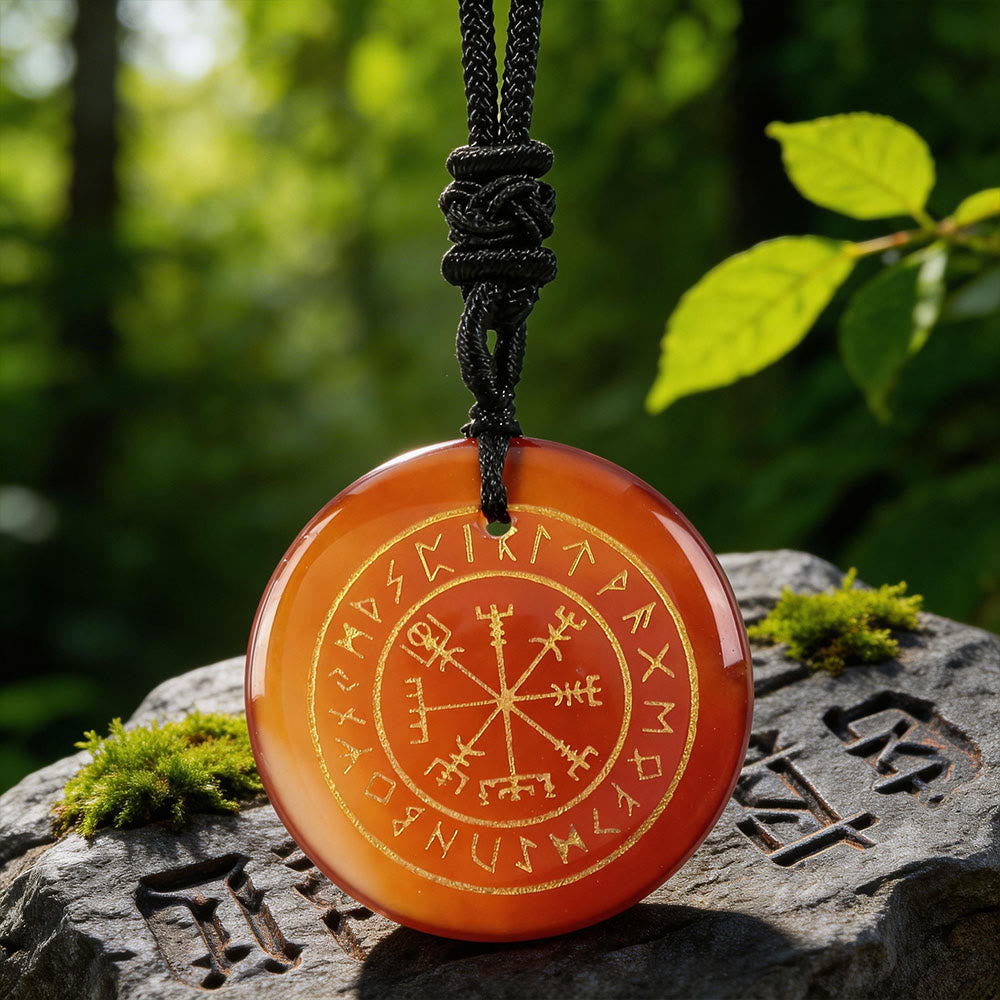 WorldNorse Vegvisir Rune -Leitkristall-Halskette - Roter Achat - image 10