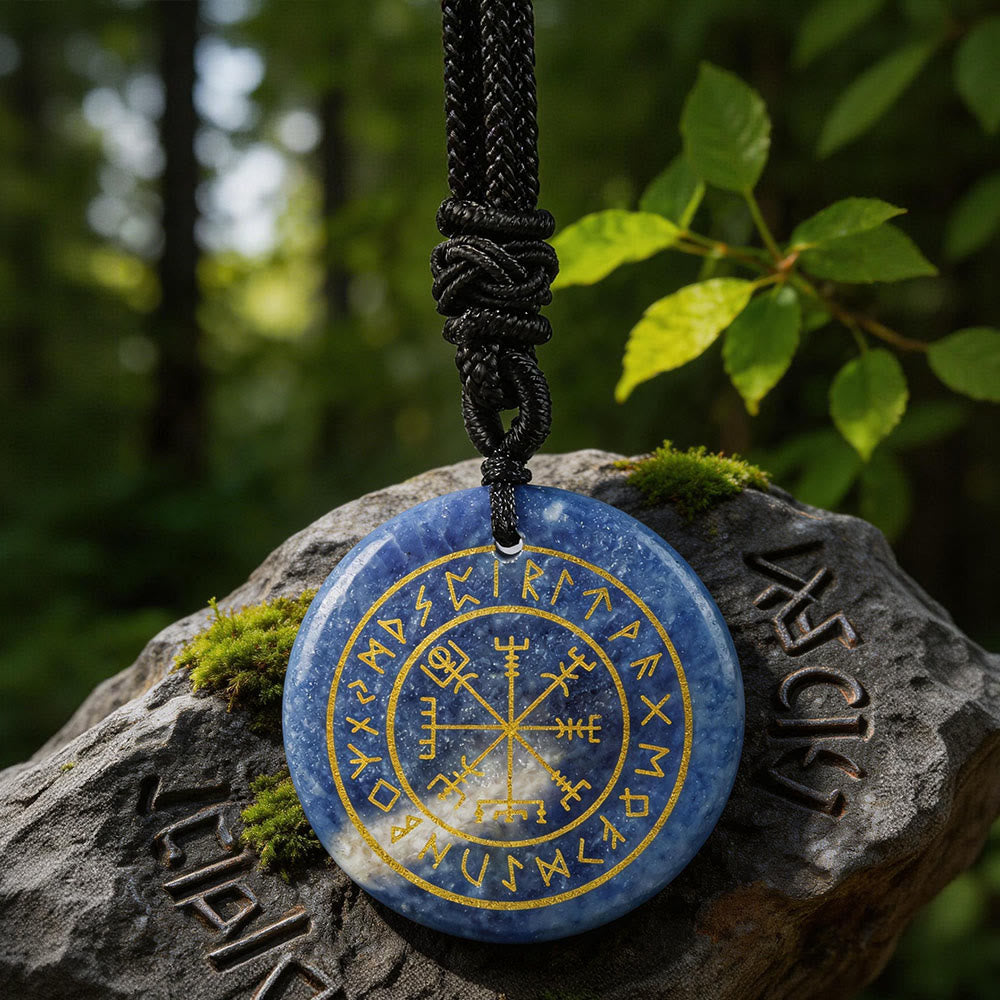 WorldNorse Vegvisir Rune -Leitkristall-Halskette - Blauer Sodalith - image 13
