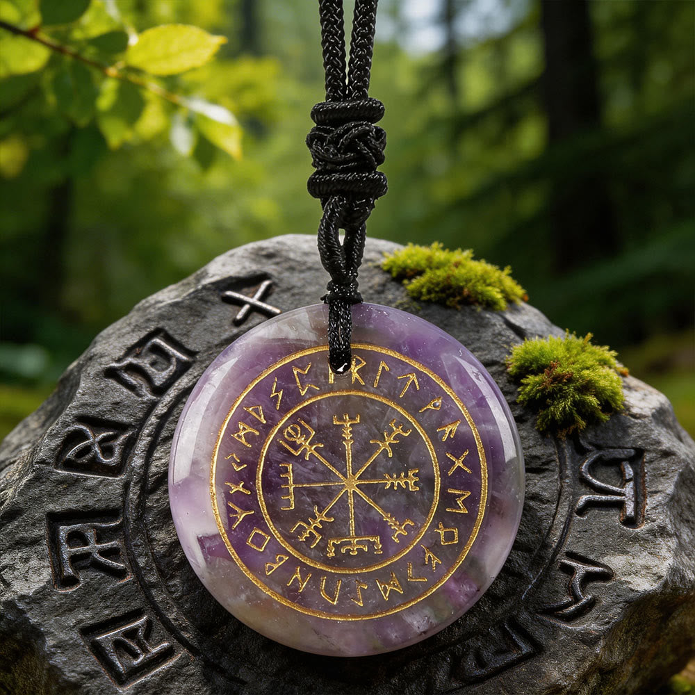 WorldNorse Vegvisir Rune -Leitkristall-Halskette - Amethyst - image 9