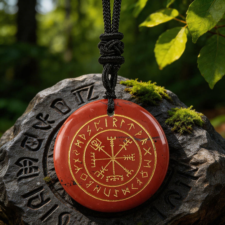 WorldNorse Vegvisir Rune -Leitkristall-Halskette - Roter Jaspis - image 6