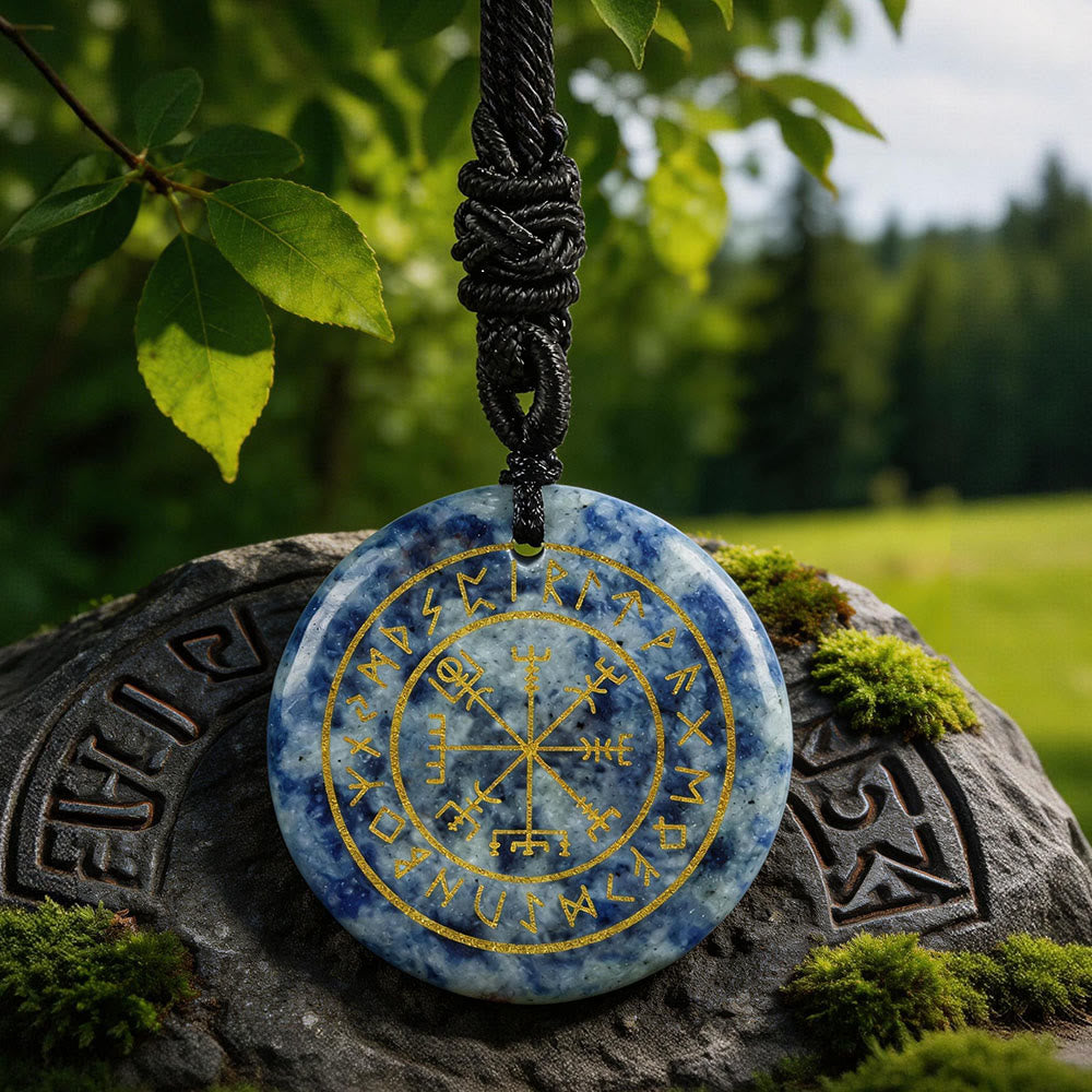 WorldNorse Vegvisir Rune -Leitkristall-Halskette - Blauer Fleckenjaspis - image 14