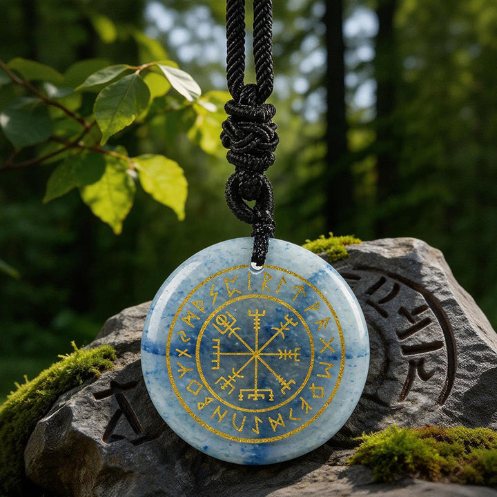WorldNorse Vegvisir Rune -Leitkristall-Halskette - Blauer Aventurin - image 15