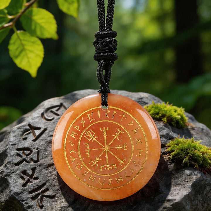 WorldNorse Vegvisir Rune -Leitkristall-Halskette - Roter Aventurin - image 11